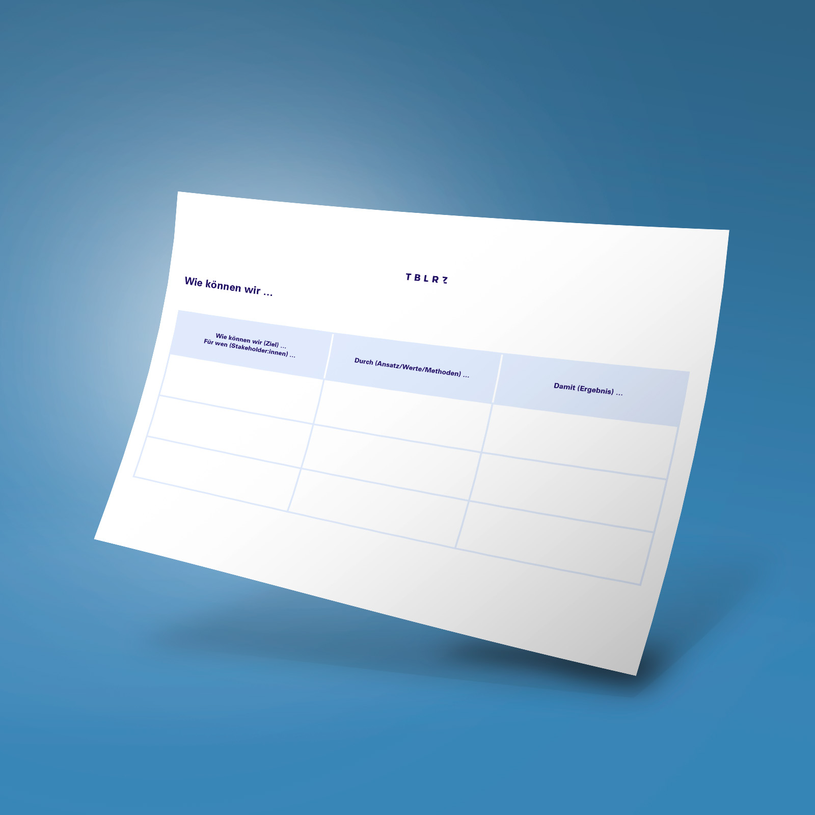 ein weißes Blatt Papier mit blauem Text