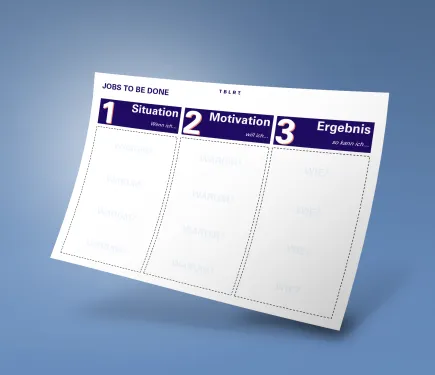 Ein Tabelle mit drei Spalten vor einem blauen Hintergrund.