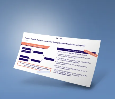 Eine Tabelle mit einem Turnierbaum für einen Workshop vor einem blauen Hintergrund.